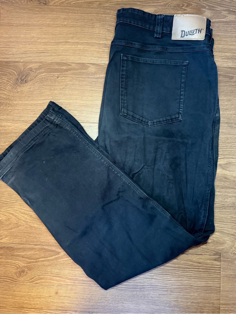 Duluth Trading Co Men's Dark Black Relaxed Fit Flex Fire Hose Straight Jeans